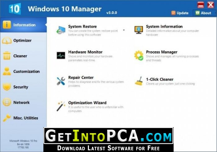Windows 10 Manager 3.8.3 download the last version for windows