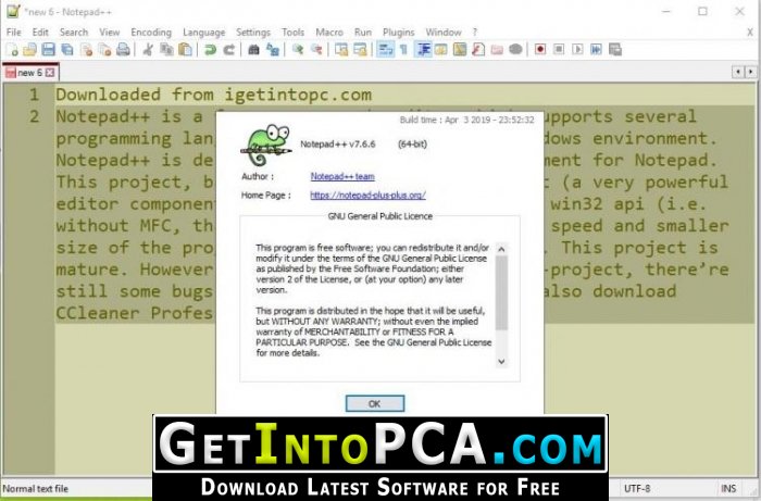 download the new Notepad++ 8.5.6