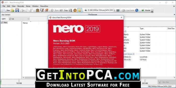 nero 2019 platinum info on dvd burning